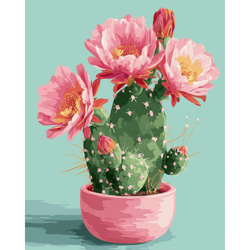 Cactus en Fleurs - Peinture par numéro Maison Artsen