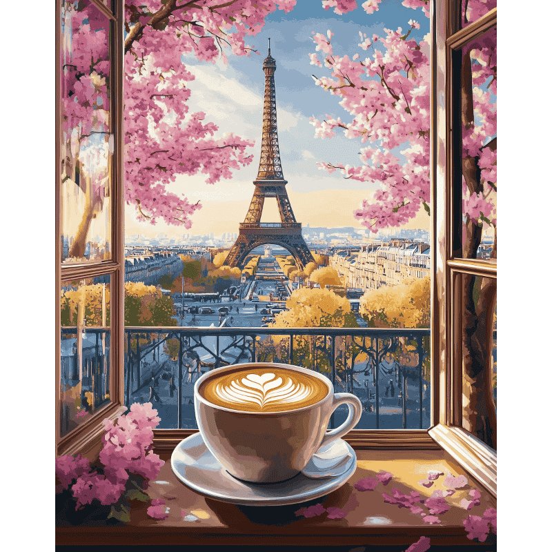 Cappuccino à Paris - Tableau peinture par numéro