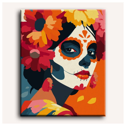 Scarlet Catrina paint by numbers for adults, Maison Artsen