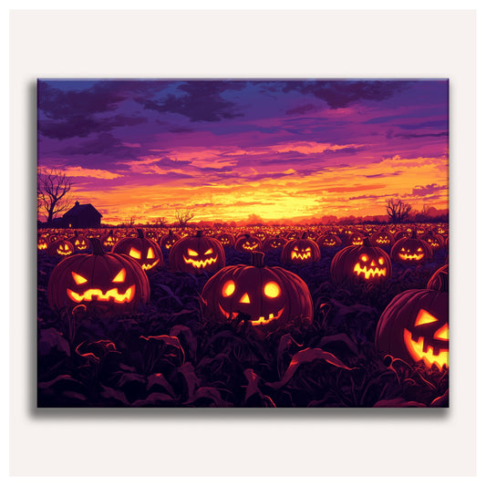 Field of Pumpkins paint by numbers for adults, Maison Artsen