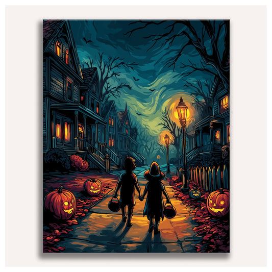 Trick or Treat paint by numbers for adults, Maison Artsen