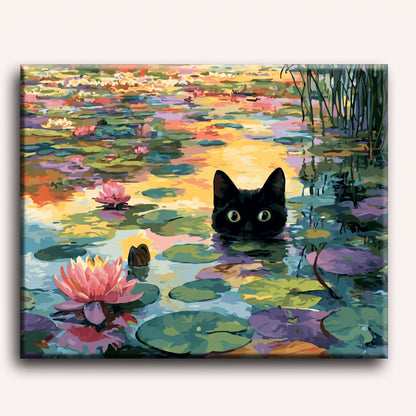 Cat Among Water Lilies Paint-by-Numbers Kit – Maison Artsen