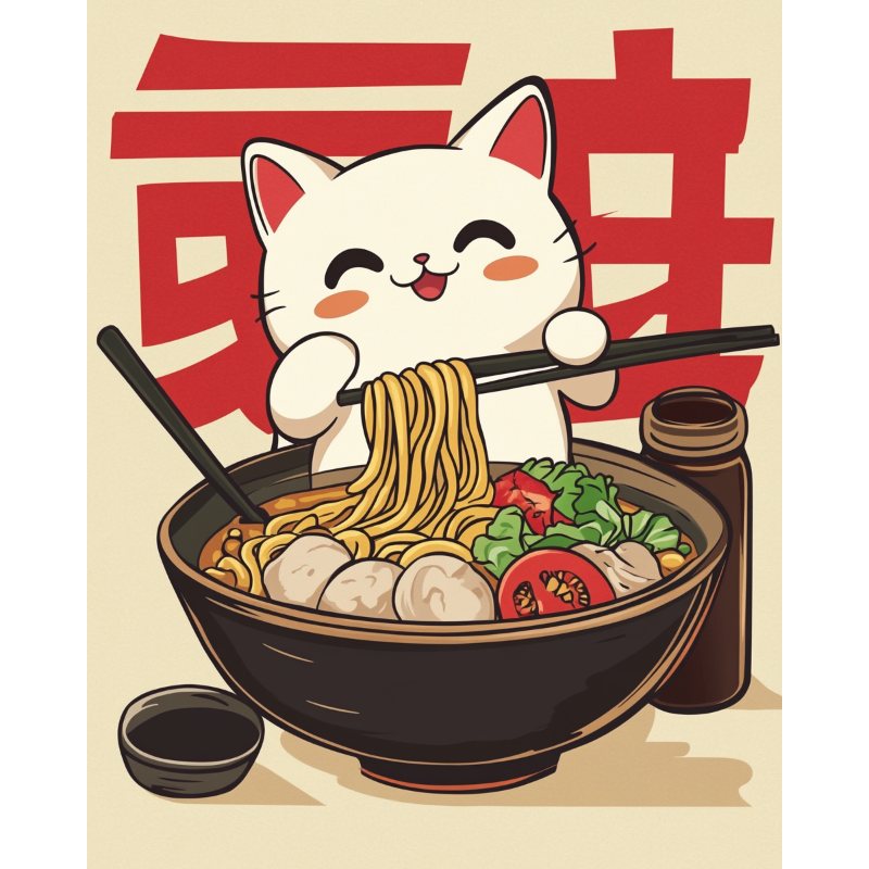 Cat in the Noodles Paint-by-Numbers Kit – Maison Artsen