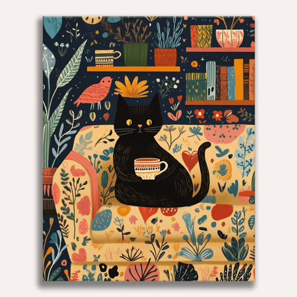 Cat and Coffee Paint-by-Numbers Kit – Maison Artsen