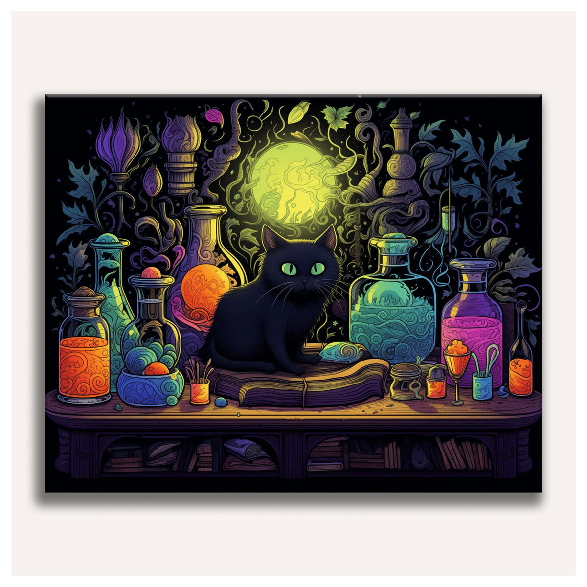 Black Cat and Potions paint by numbers for adults, Maison Artsen