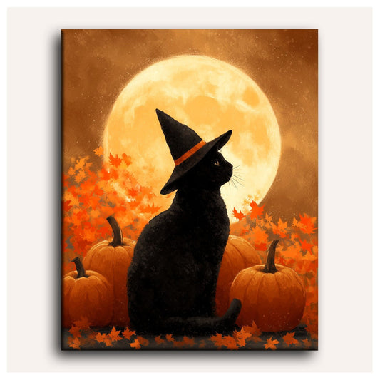 Cat under the Moon paint by numbers for adults, Maison Artsen