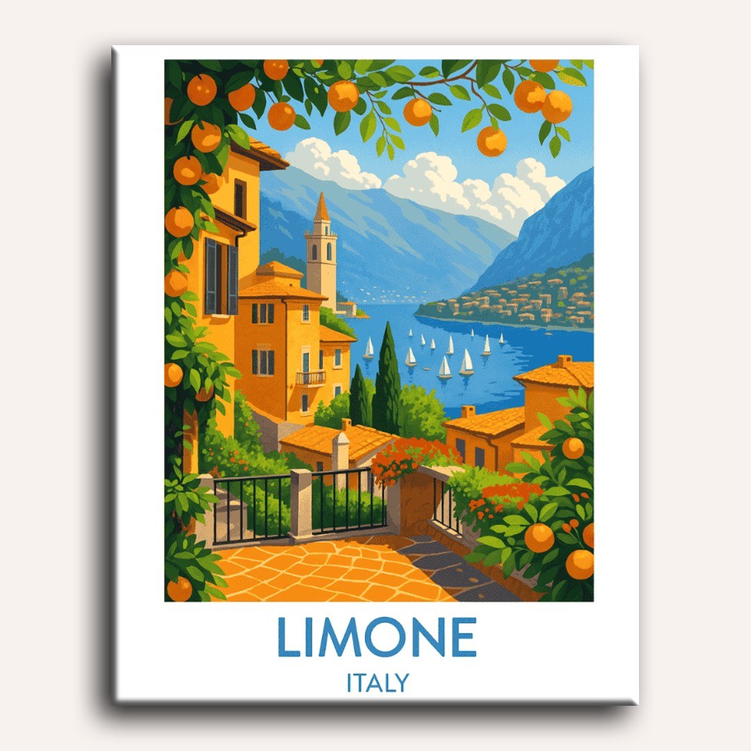 Peinture par numéro adulte Citrons Dolce Vita, visuel complet du design sur toile — Maison Artsen