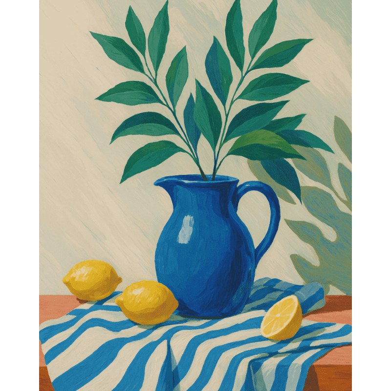 Modèle à peindre Citrons et Feuilles, peinture par numéro 30×40 cm — Maison Artsen