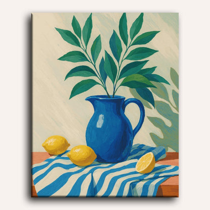 Peinture par numéro adulte Citrons et Feuilles, toile tendue 30×40 cm — Maison Artsen