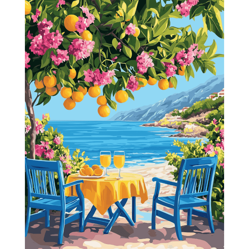 Agrumes en Bord de Mer - Tableau peinture par numéro