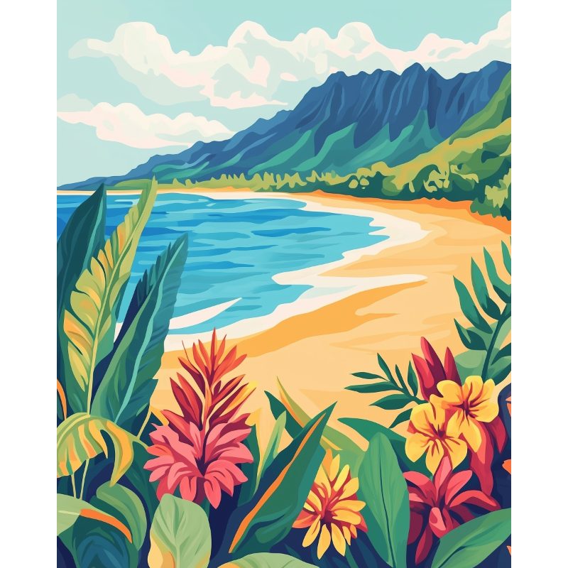 Colorful Beach Paint-by-Numbers Kit – Maison Artsen