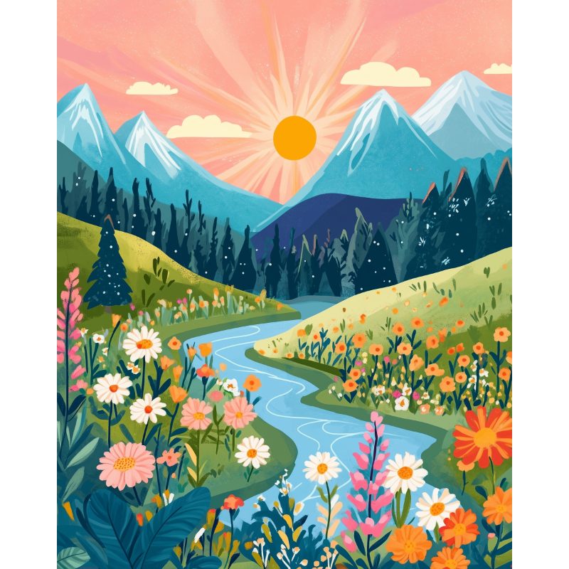 Paysage Côtier Coloré - Tableau peinture par numéro