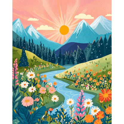 Paysage Côtier Coloré - Tableau peinture par numéro