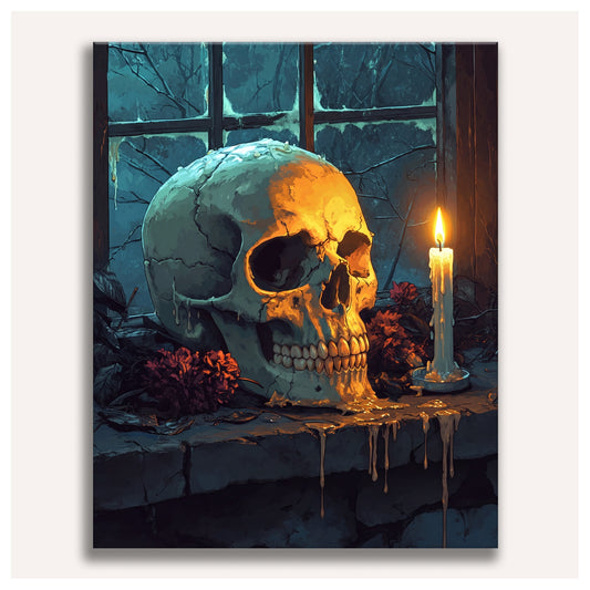 Skull by Candlelight paint by numbers for adults, Maison Artsen