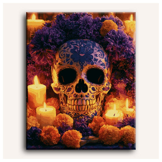 Flowered Skull paint by numbers for adults, Maison Artsen
