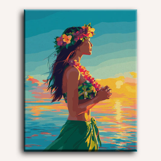Peinture par numéro adulte Danseuse de Hula, toile tendue 30×40 cm — Maison Artsen