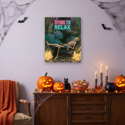 Tableau peinture par numéro Détente aux Chandelles accroché dans un salon décoré pour Halloween — Maison Artsen