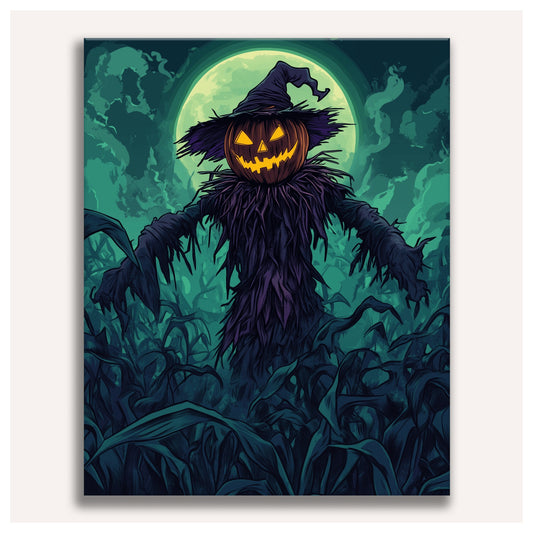 The Pumpkin Scarecrow paint by numbers for adults, Maison Artsen