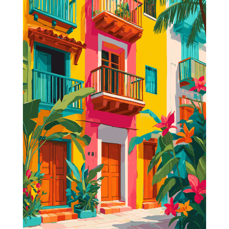 Tropical Facades Paint-by-Numbers Kit – Maison Artsen