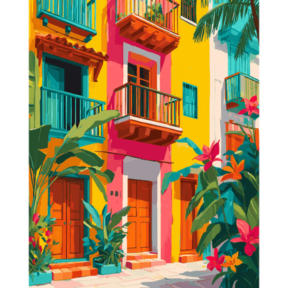 Façades Tropicales - Peinture par numéro Maison Artsen
