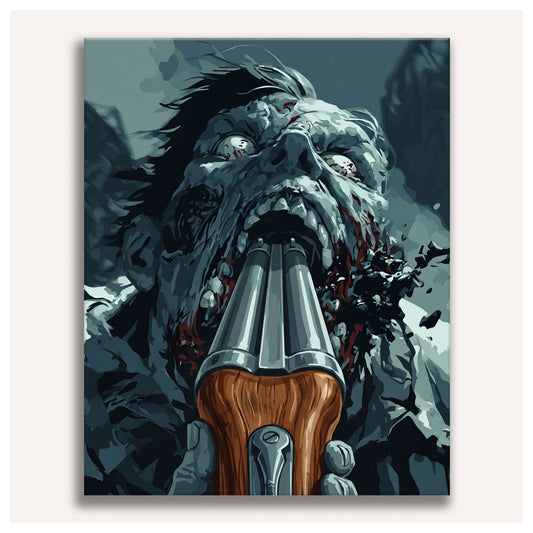 Facing the Zombie paint by numbers for adults, Maison Artsen