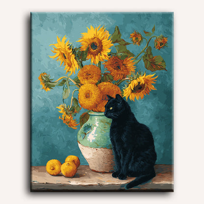 Cat and Sunflowers Paint-by-Numbers Kit – Maison Artsen
