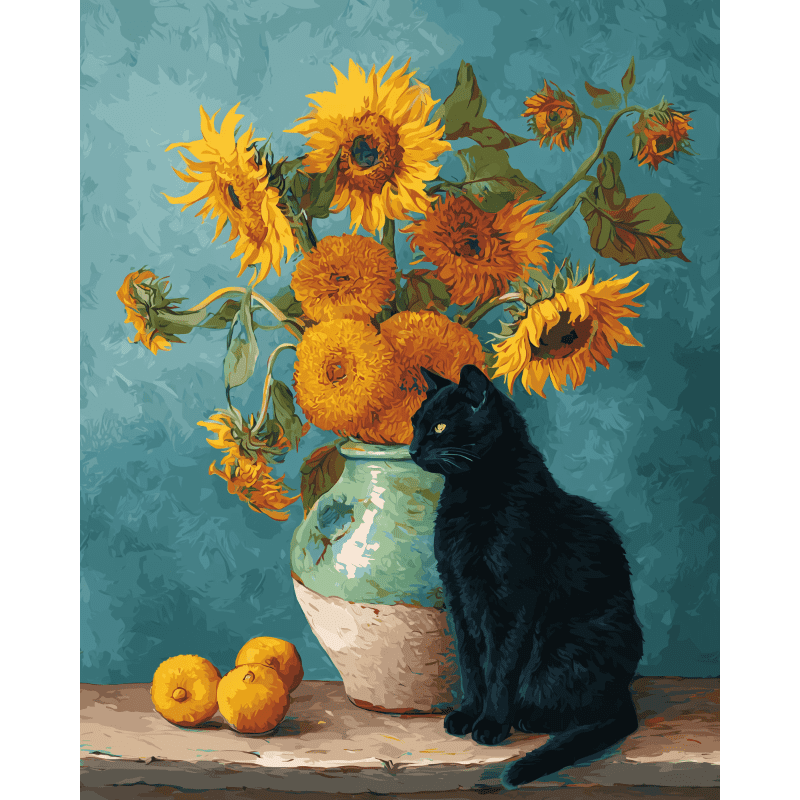 Cat and Sunflowers Paint-by-Numbers Kit – Maison Artsen