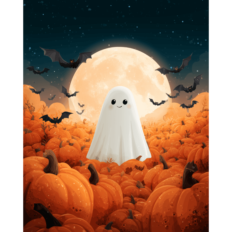 Pumpkin Ghost Paint-by-Numbers Kit – Maison Artsen