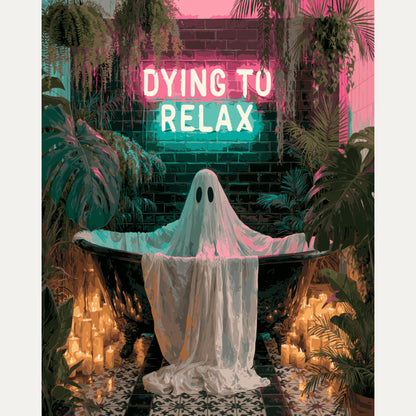 Peinture par numéro adulte Fantôme dans la Baignoire, visuel complet du design — Maison Artsen