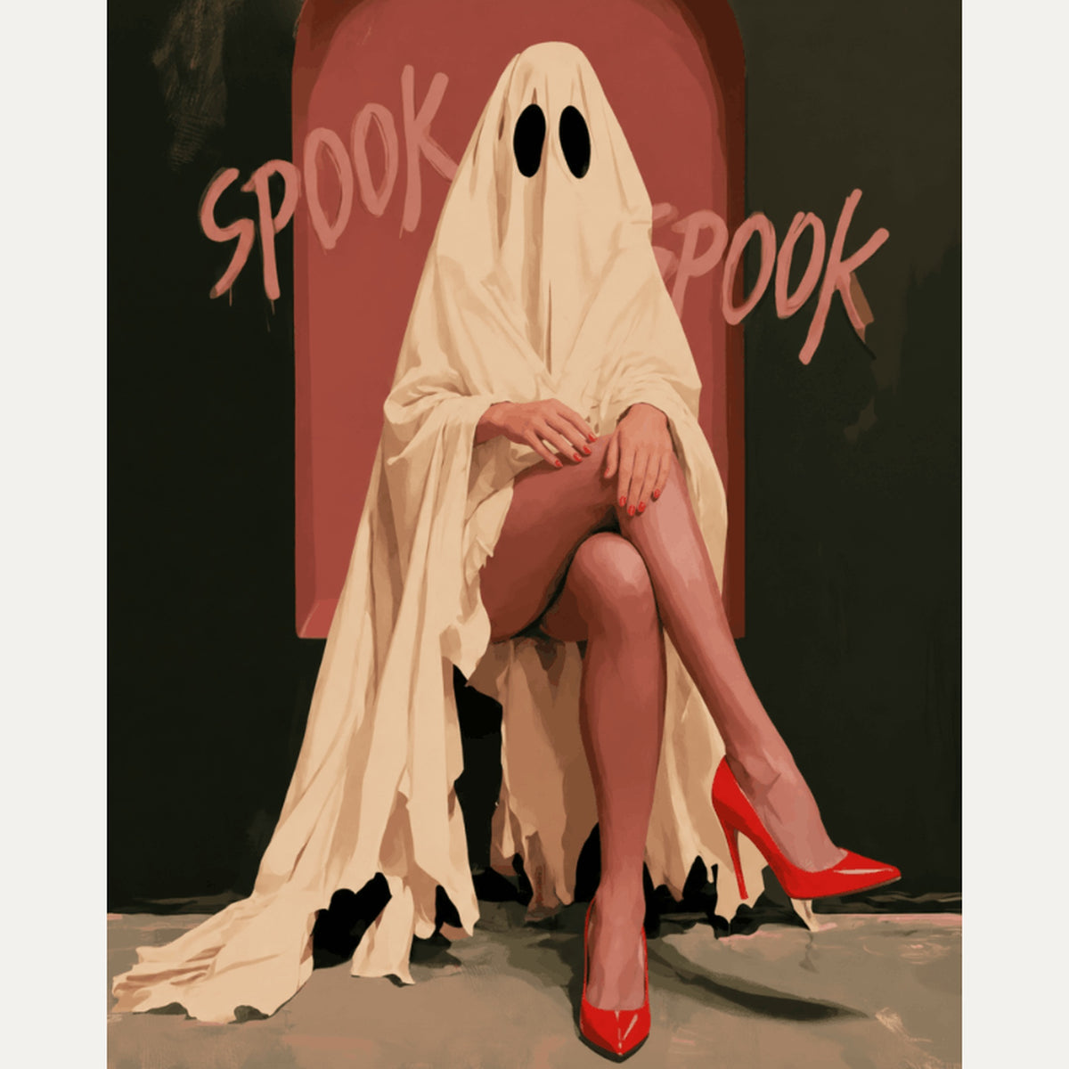Peinture par numéro adulte Fantôme en Talons Rouges, visuel complet du design — Maison Artsen