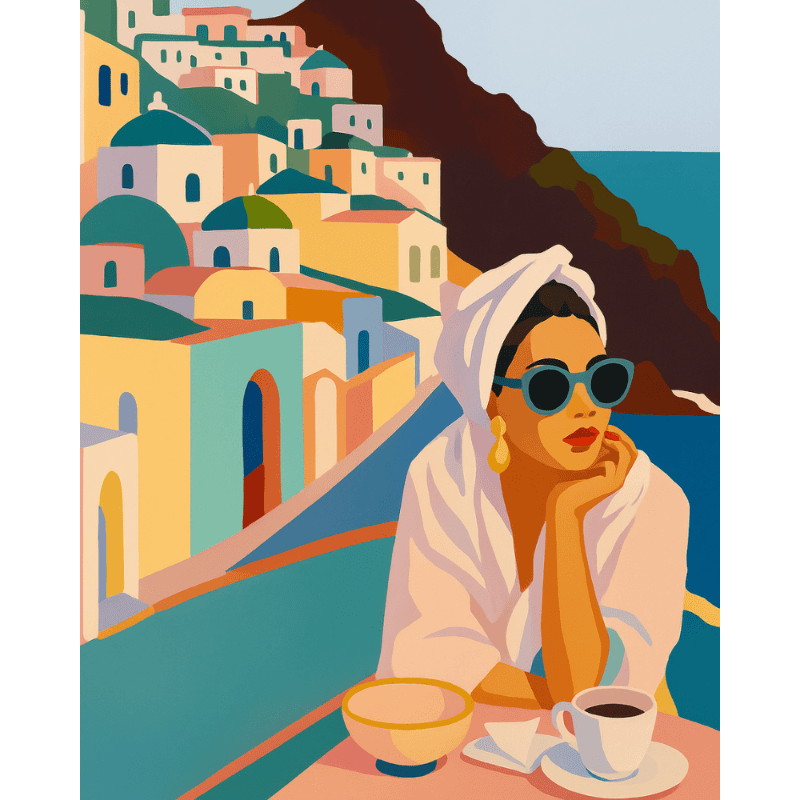 Femme à Santorin - Tableau peinture par numéro