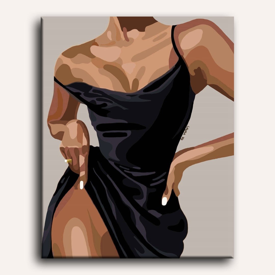 Peinture par numéro adulte Femme Élégante, toile tendue 30×40 cm — Maison Artsen