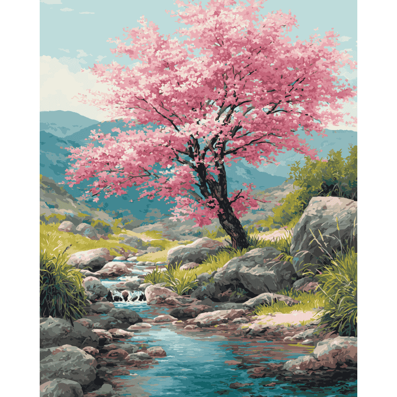 Fleur de Cerisier - Tableau peinture par numéro