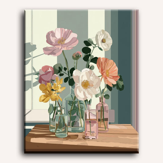 Peinture par numéro adulte Fleurs des Champs en Bocaux, toile tendue 30×40 cm — Maison Artsen