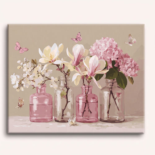 Flowers in Pink Jars Paint-by-Numbers Kit – Maison Artsen