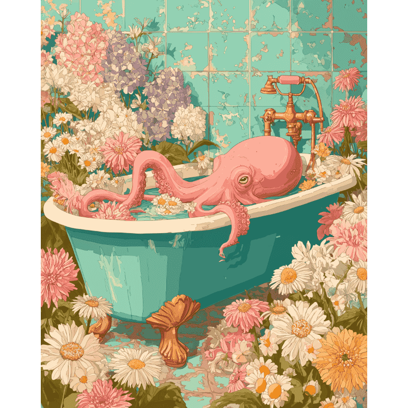 Pieuvre Fleurie - Tableau peinture par numéro