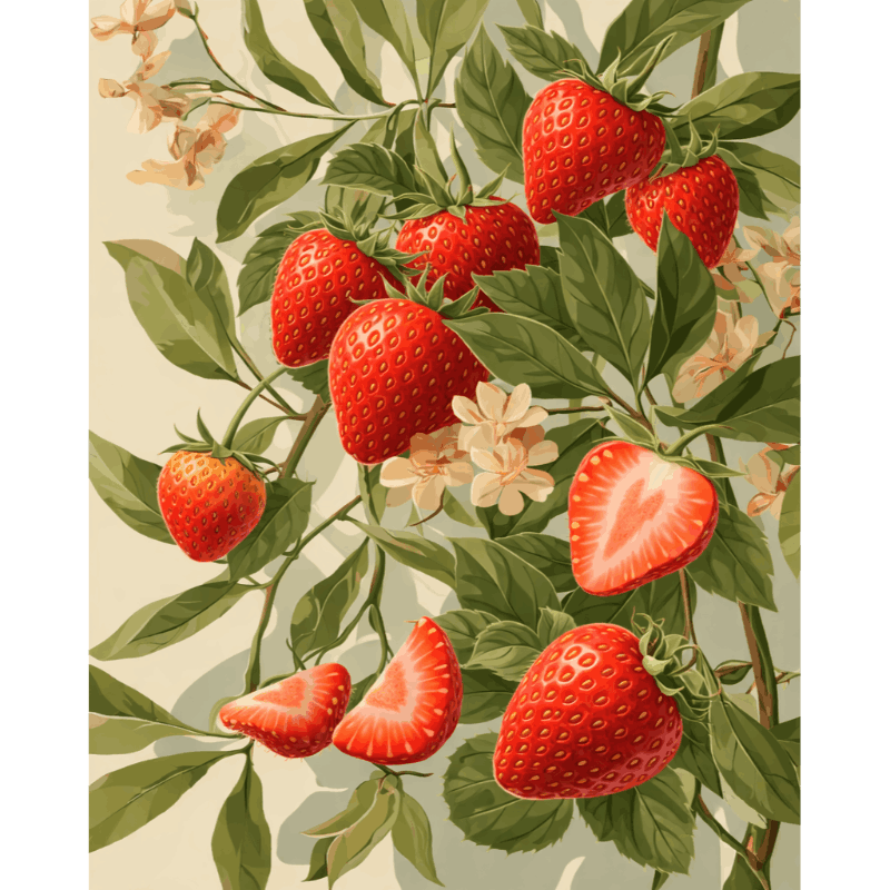 Strawberries in Bloom Paint-by-Numbers Kit – Maison Artsen