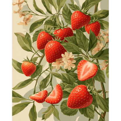 Strawberries in Bloom Paint-by-Numbers Kit – Maison Artsen