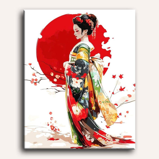 Peinture par numéro adulte Geisha Élégante, toile tendue 30×40 cm — Maison Artsen