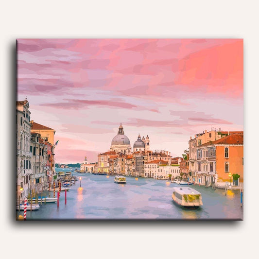 Peinture par numéro adulte Grand Canal de Venise, visuel complet du design sur toile — Maison Artsen