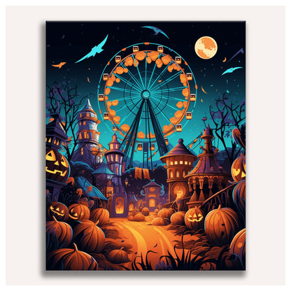 The Pumpkin Ferris Wheel paint by numbers for adults, Maison Artsen
