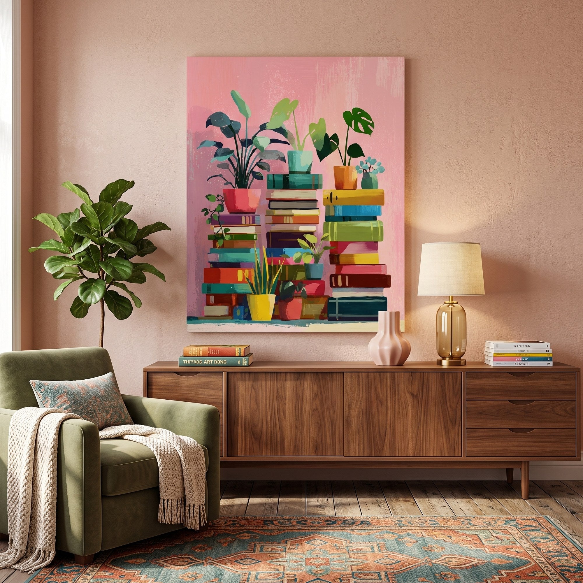Tableau peinture par numéro Histoires de Livres accroché dans un intérieur décoré — Maison Artsen