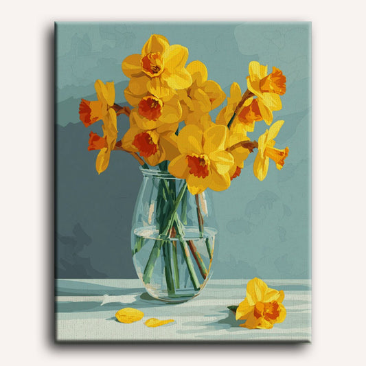 Peinture par numéro adulte Jonquilles en Lumière, toile tendue 30×40 cm — Maison Artsen