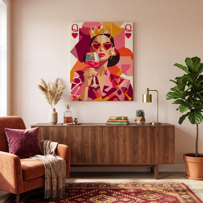 Tableau peinture par numéro La reine pop art accroché dans un intérieur décoré — Maison Artsen