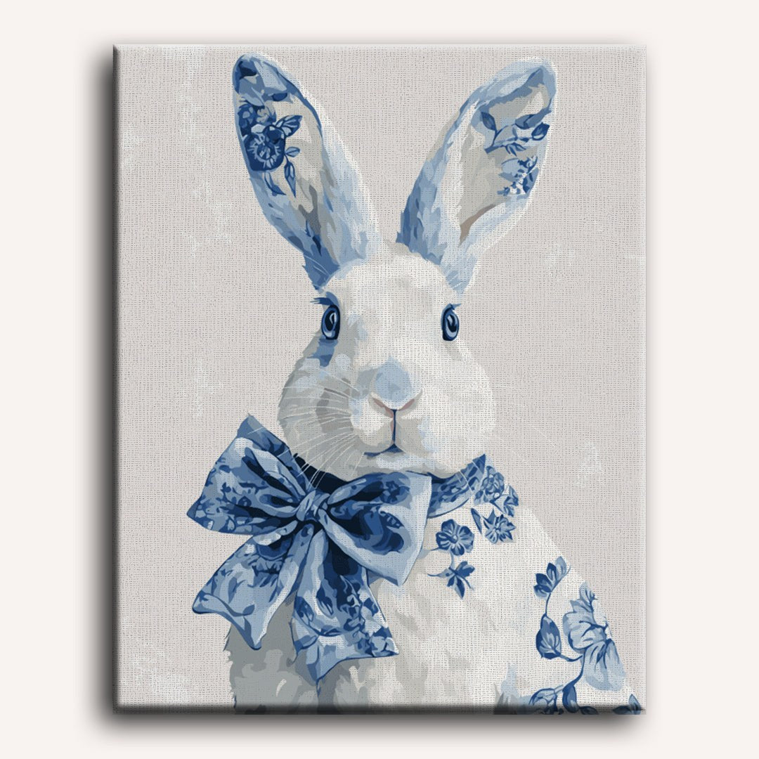 Peinture par numéro adulte Lapin de Delft, visuel complet du design sur toile — Maison Artsen