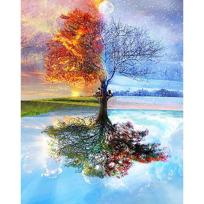 Les 4 Saisons - Tableau peinture par numéro