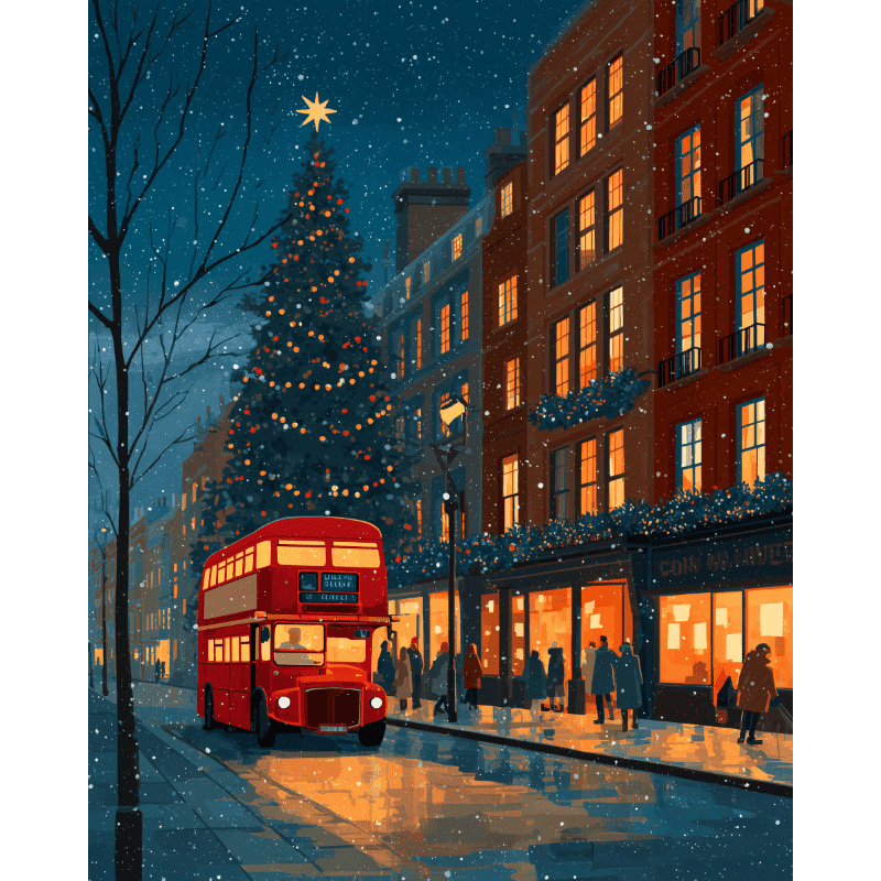 Peinture par numéro adulte Londres Magique, visuel complet du design sur toile — Maison Artsen