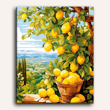 Peinture par numéro Citronnier avec vue - Toile sur châssis - Maison Artsen