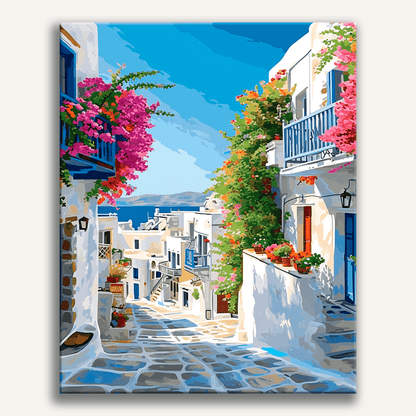 Peinture par numéro Escaliers de la mer Égée - Maison Artsen