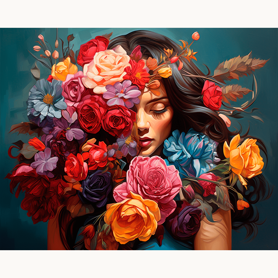 Peinture par numéro Étreinte florale - Toile sur châssis - Maison Artsen